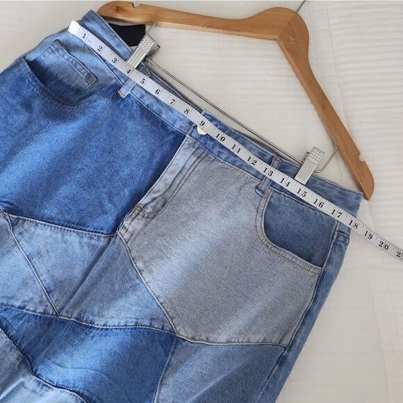 XPLUSWEAR distressed patchwork denim midi skirt - Picture 4 of 11